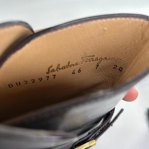 Salvatore Ferragamo Womens Leather Strappy Buckle Ankle Boots US 7 AA Dark Brown - Picture 10 of 10